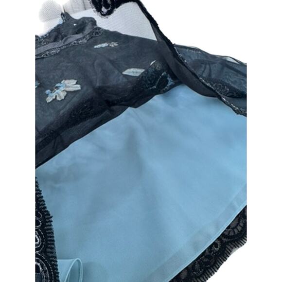 "ADRIANNA PAPELL" VTG Y2K Babydoll Floral Embroidered Dress SZ 6 Dark Fairy Sexy - Picture 12 of 16